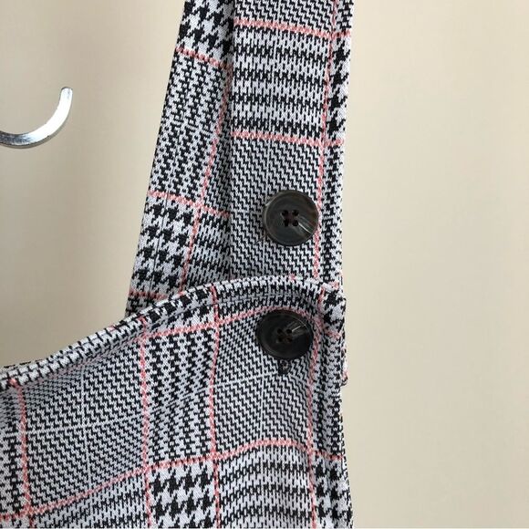 SO JUNIORS  PLAID OVERALL DRESS SIZE XL 4 POCKETS KNIT BUTTON STRAP - Picture 9 of 11